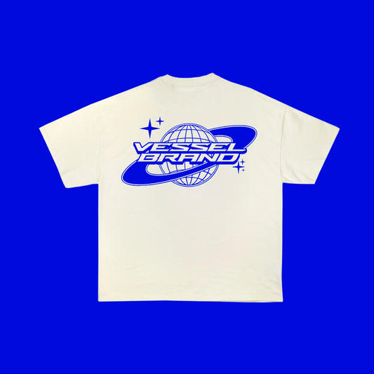 Camiseta Oversize Blanco| Planeta Vessel Azul Océano